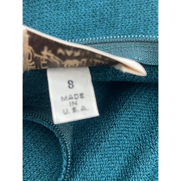 St. John by Marie Gray Women Dark Teal Santana Knit Long Sleeve Mock Neck Sweate - Picture 6 of 6